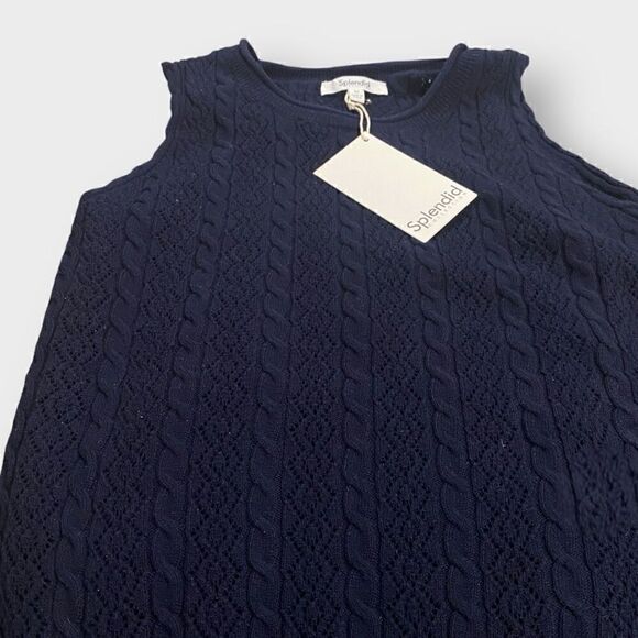 Splendid Womens Cosette Crochet Navy Tank size Medium New with Tags - Picture 2 of 8